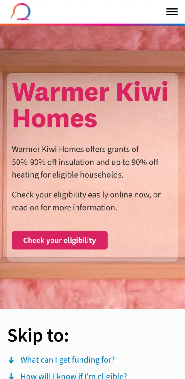 Mobile view of Energy Efficiency and Conservation Authority website. 